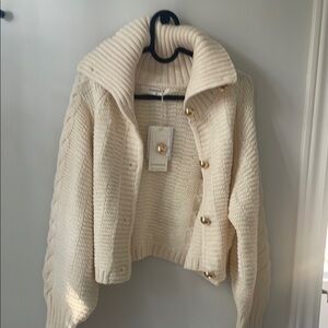 Commense Cream Button-Up Cardigan